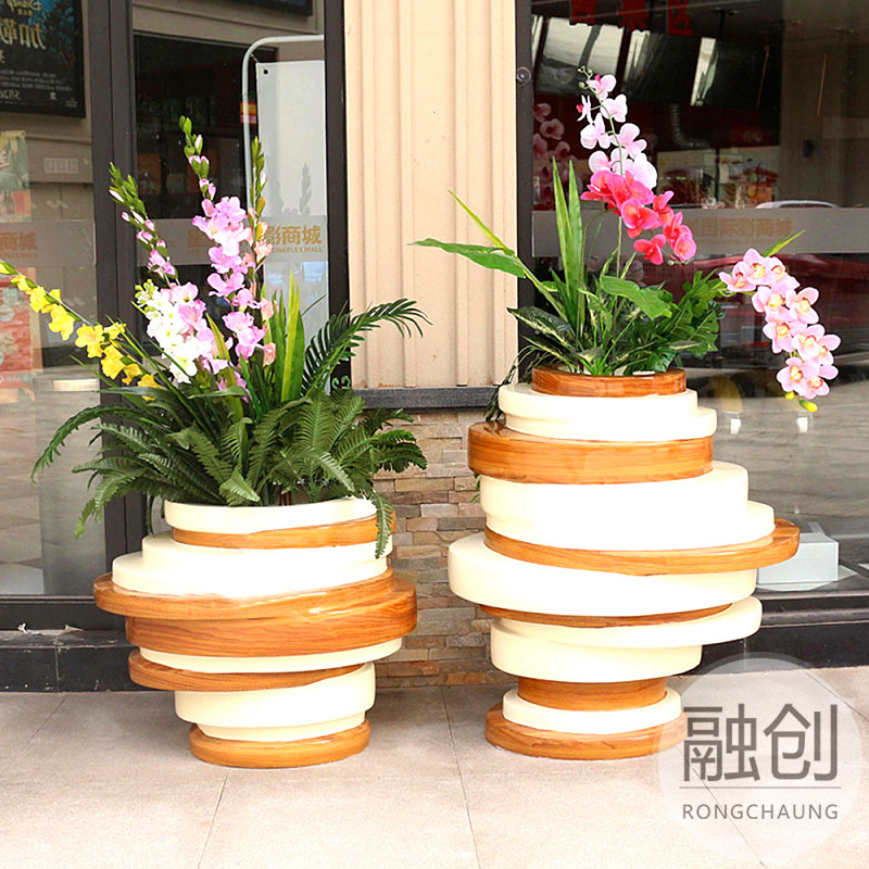 花盆玻钢商场酒店美陈花器商场绿植种植池市政道路绿化景观花坛