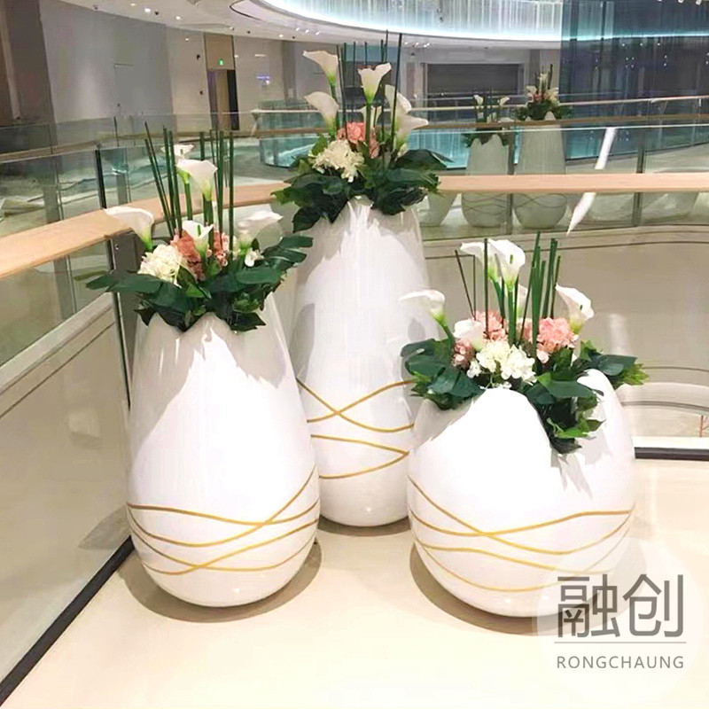 玻璃钢落地欧式花瓶花插花盆酒店客厅家居装饰摆婚庆礼品