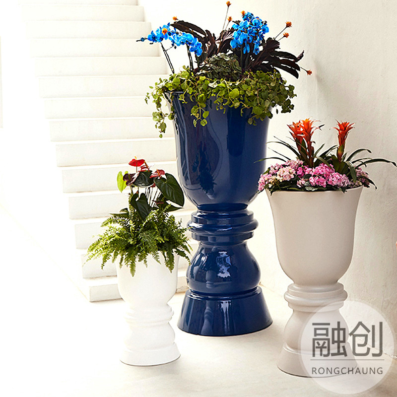 广东方形花箱玻璃钢花箱花器容器不锈钢种植容器长方形花箱