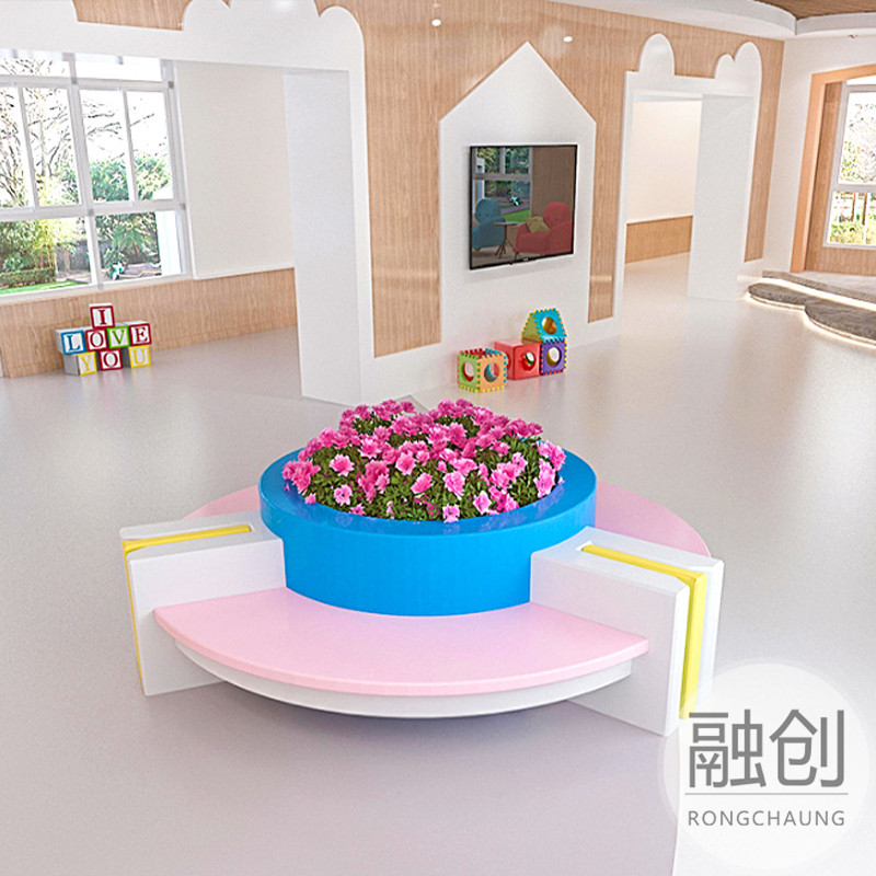 玻璃钢树池室内外景观花盆坐凳创意商场机场公园美陈装饰绿植座椅