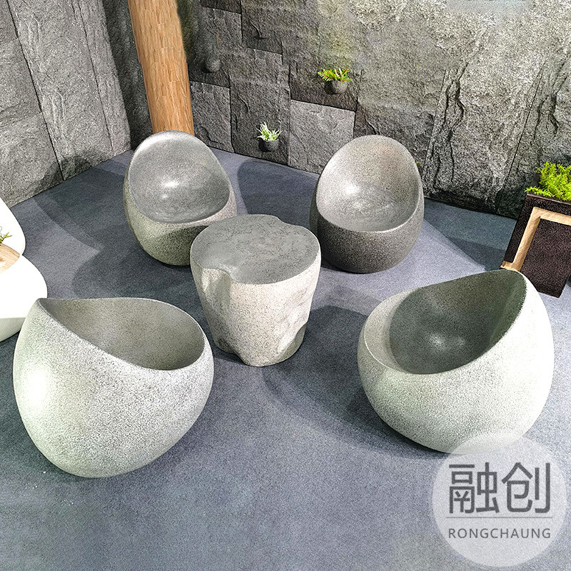 奶油风岩板餐桌家用小户型圆形吃饭桌子现代简约侘寂风餐桌椅组合